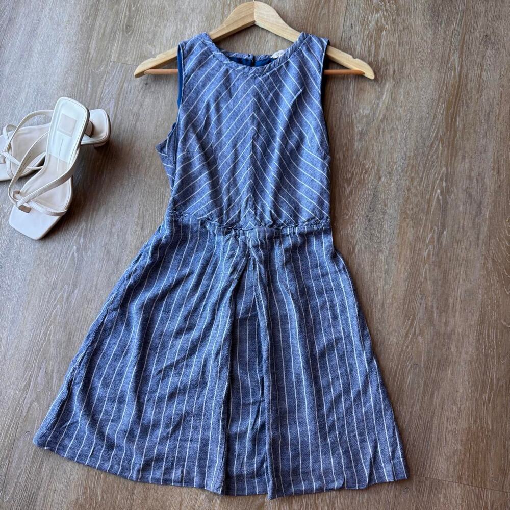 Loft blue linen blend pinstripe